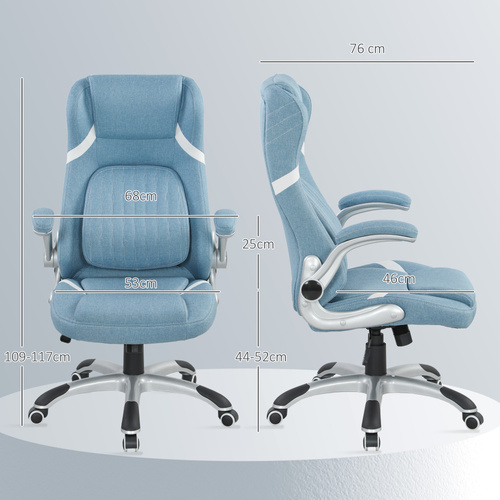 Vinsetto Linen-Look Office Chair, with Adjustable Height and Tension - Blue