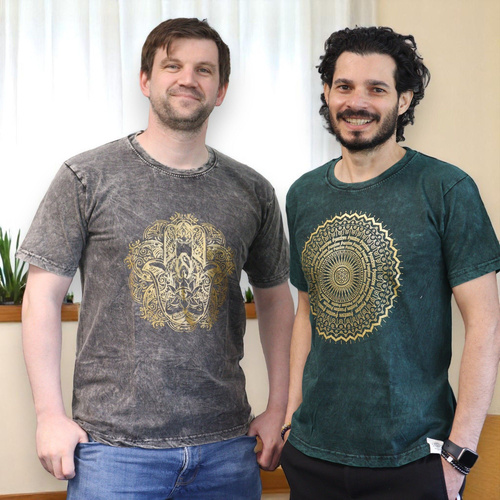 Medium Stone Washed T-Shirt - Hamsa - Dark Grey