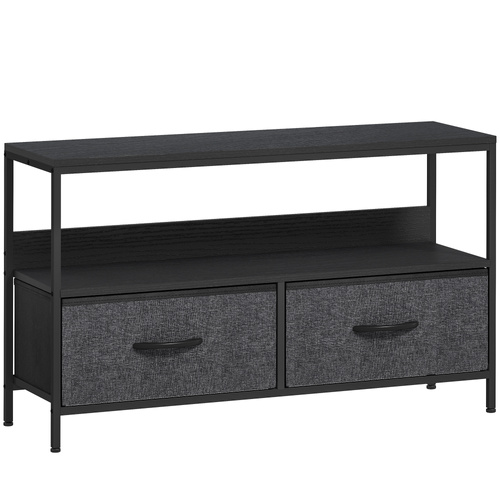HOMCOM TV Stand Cabinet with 2 Foldable Drawers - Black