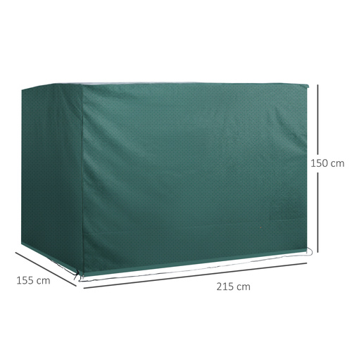 Outsunny Patio 3 Seater Swing Chair Bench Cover Outdoor Garden Furniture Rain Protection Cover Protector Waterproof Anti-UV, 215L x 155W x 150Hcm, Dark Green