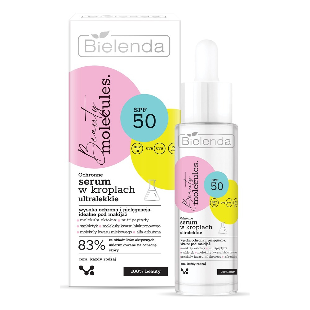 Bielenda Beauty Molecules Ochronne Ultralekkie Serum w Kroplach SPF50 dla Każdego Rodzaju Skóry 30ml