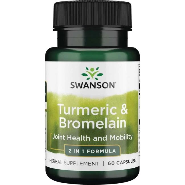 Swanson Turmeric & Bromelain Wspomaga Stawy i Procesy Trawienne 60 Kapsułek