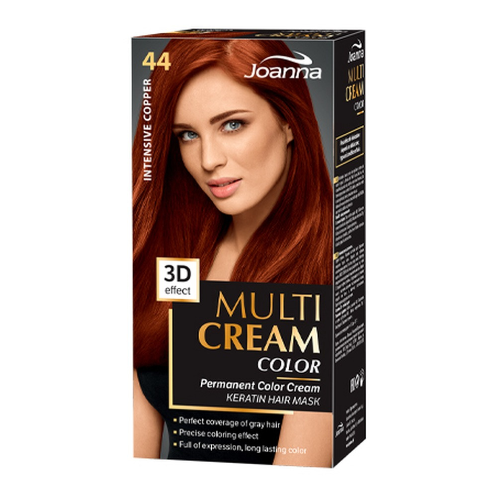 Joanna Multi Cream Color Farba do Włosów z Efektem 3D z Długotrwałym Efektem Nr 44 Intensywna Miedź 1 Sztuka