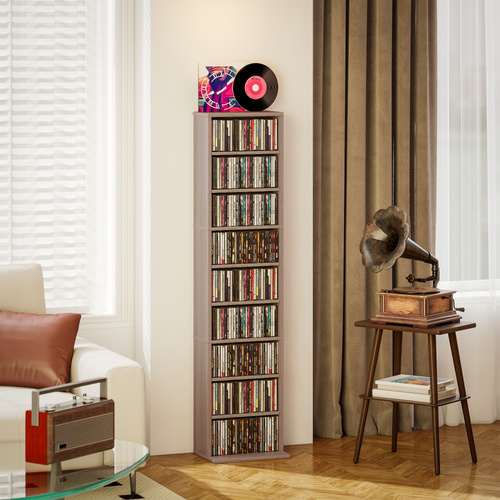HOMCOM 260 Narrow CD Storage Unit - Natural Wood Finish