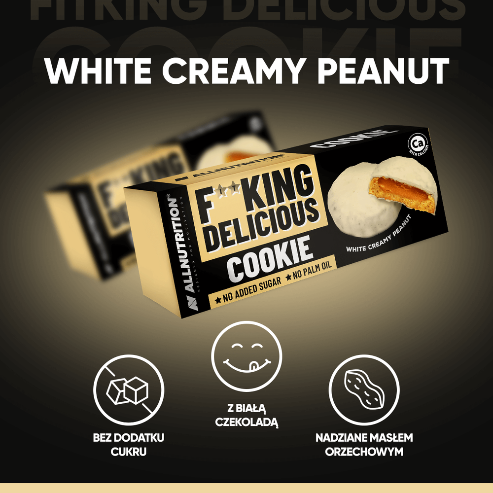 Allnutrition Fitking Delicious Cookie White Creamy Peanut Kruche Ciasteczka 128g