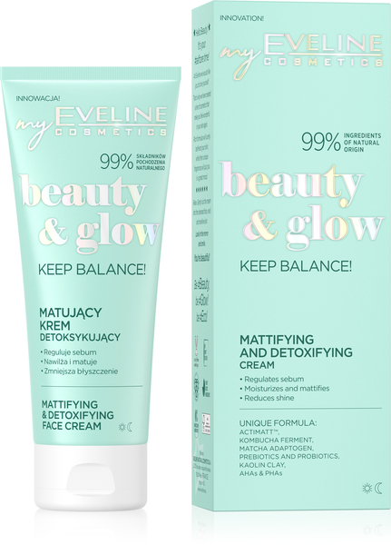Eveline Beauty & Glow Keep Balance! Mattifying and Detoxifying Cream for Oily and Combination Skin 75ml