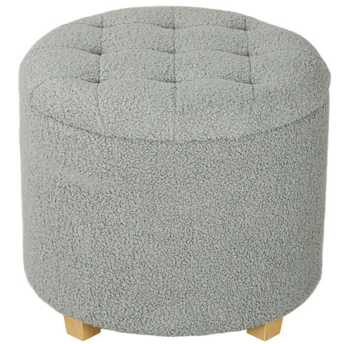 HOMCOM 40.5L Teddy Fleece Storage Ottoman - Grey