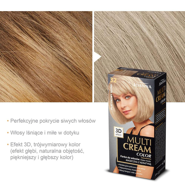 Joanna Multi Color Cream 3D Effect Farba do Włosów Nr 32 Platynowy Blond 1 Sztuka