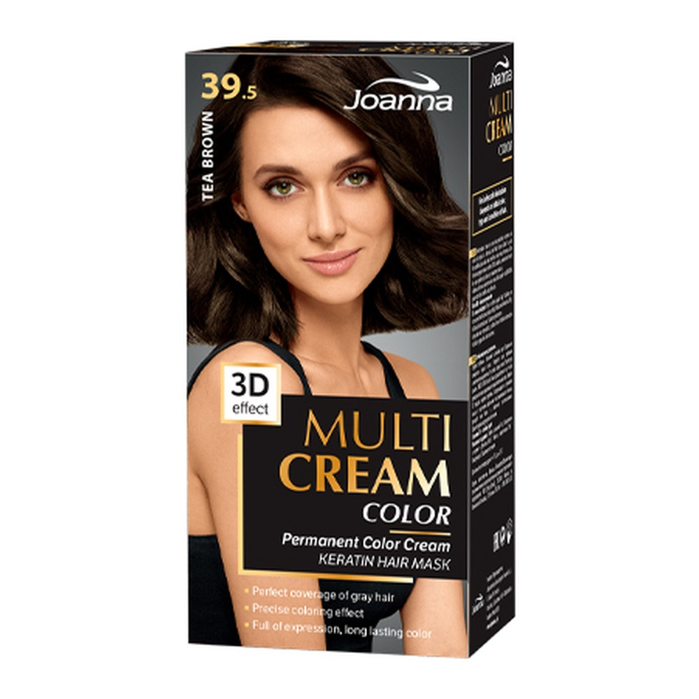 Joanna Multi Cream Color Farba do Włosów z Efektem 3D z Długotrwałym Efektem Nr 39.5 Herbaciany Brąz 1 Sztuka
