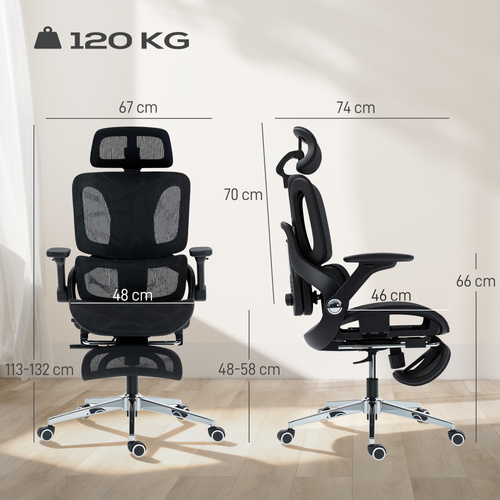 HOMCOM Ergonomic Office Chair, High Back Mesh Desk Chair, Black