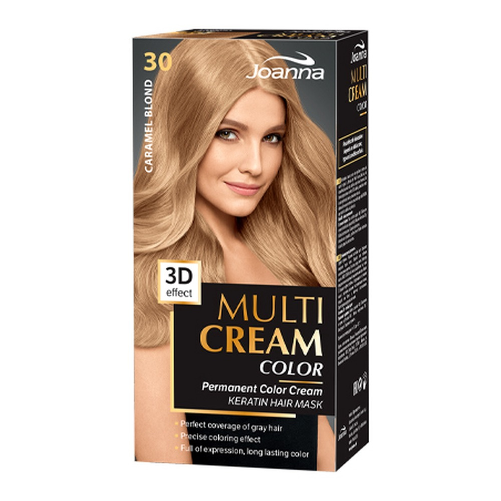 Joanna Multi Cream Color Farba do Włosów z Efektem 3D z Długotrwałym Efektem Nr 30 Karmelowy Blond 1 Sztuka