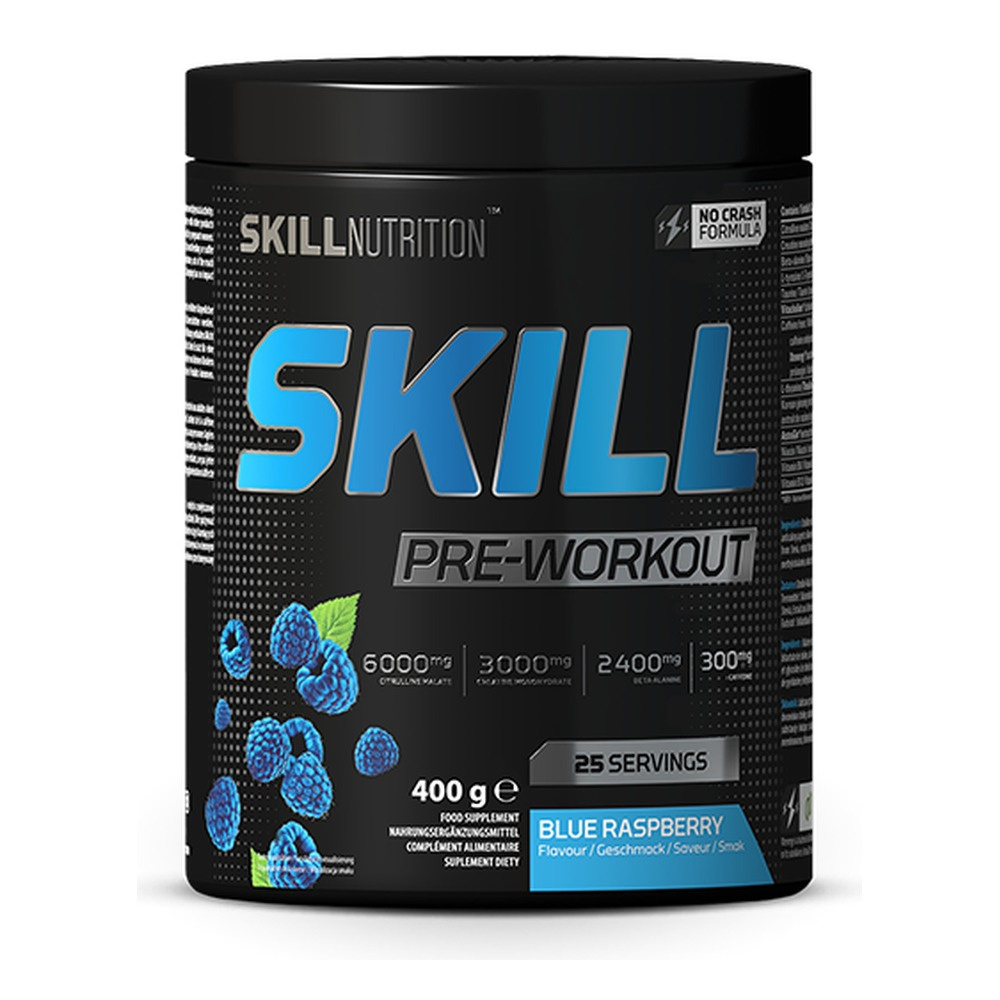 Skill Nutrition Skill Pre-Workout Niebieska Malina Przedtreningówka w Proszku na Energię i Skupienie 400g