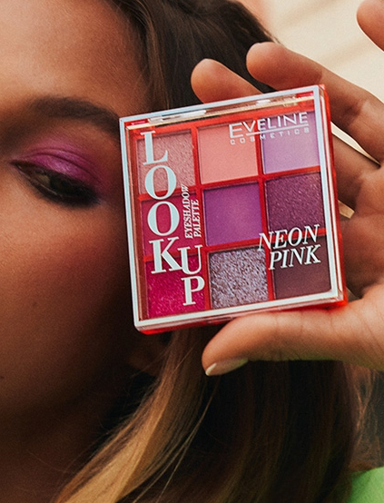 Eveline Eyeshadow Palette 9 Colours Look Up Neon Pink Eye Shadows 10.8g