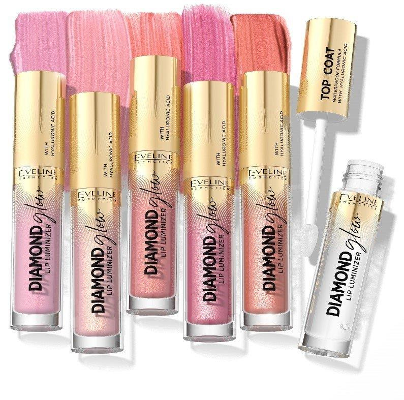 Eveline Diamond Lip Glow Lip Gloss with Hyaluronic Acid No. 08 Honey Glam 4.5ml