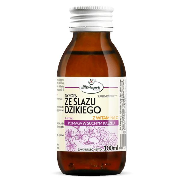 Herbapol Syrop ze Ślazu Dzikiego z Witaminą C Wspomaga w Suchym Kaszlu 100ml Best Before 30.09.26