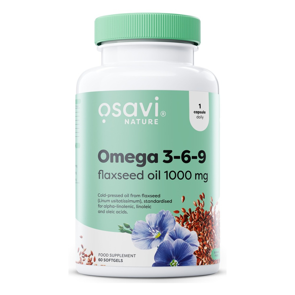 Osavi Omega 3-6-9 Olej Lniany 1000mg Roślinne Kwasy Tłuszczowe 60 Kapsułek