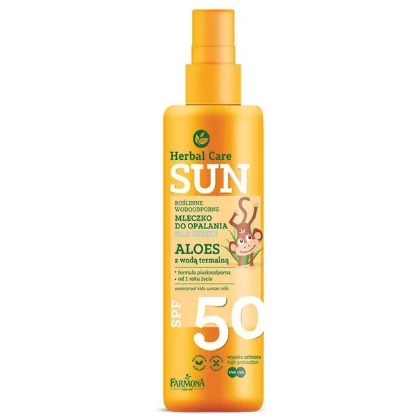 Herbal Care Sun Plant Waterproof Sunscreen Lotion Aloe with Thermal Water SPF50 for Children over 1 Year Old 150ml