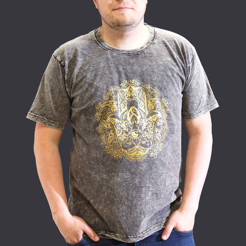 XLarge Stone Washed T-Shirt - Hamsa - Dark Grey
