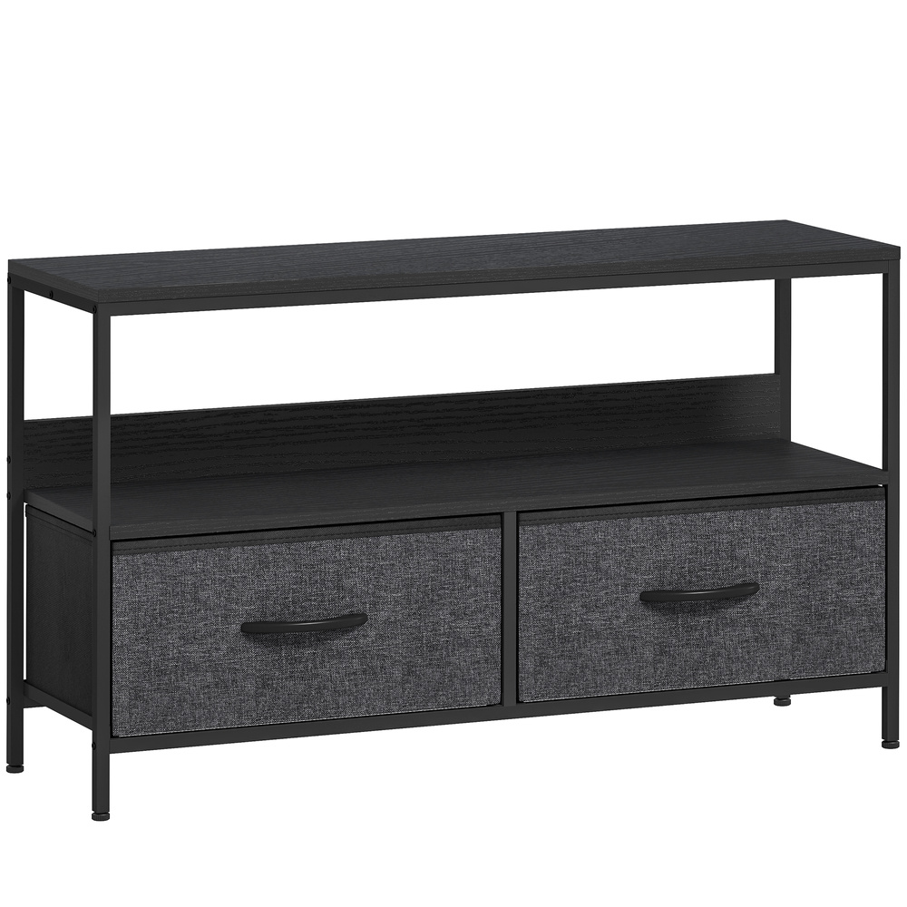 HOMCOM TV Stand Cabinet with 2 Foldable Drawers - Black