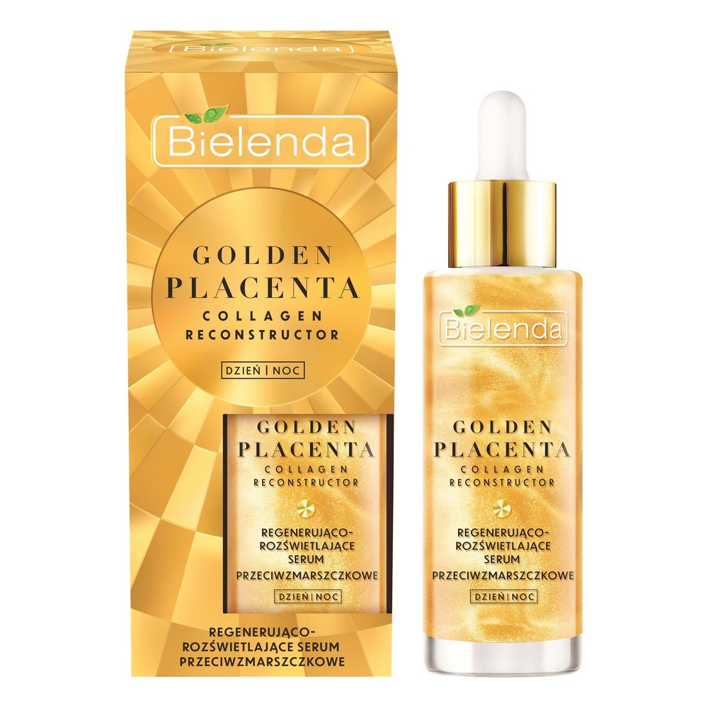 Bielenda Golden Placenta Collagen Reconstructor Regenerująco-Rozświetlające Serum Przeciwzmarszczkowe na Dzień i na Noc 30g