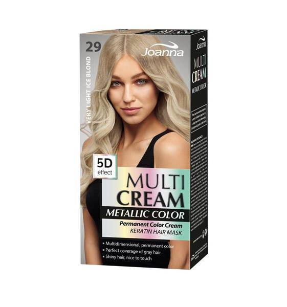 Joanna Multi Cream Color Farba do Włosów z Efektem 5D z Długotrwałym Efektem Nr 29 Bardzo Jasny Odcień Śnieżnego Blondu 1 Sztuka