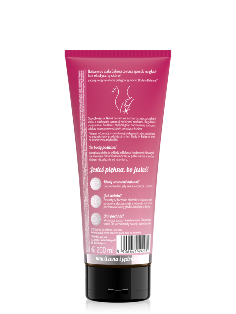 OnlyBio Body in Balance Nawilżajacy Balsam do Ciała Sakura Kwiat Wiśni 200ml