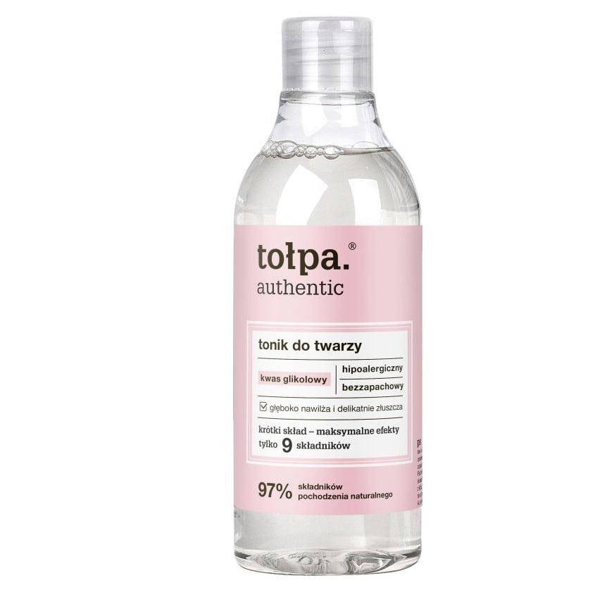 Tolpa Authentic Tonik do twarzy z kwasem glikolowym codzienna mikroeksfoliacja 200ml
