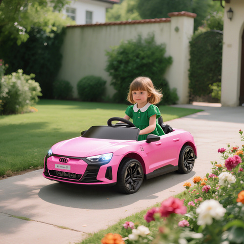 HOMCOM Audi Licensed 12V Kids Electric Ride-On, with Remote Control, Suspension System, Lights, Music, Motor - Pink