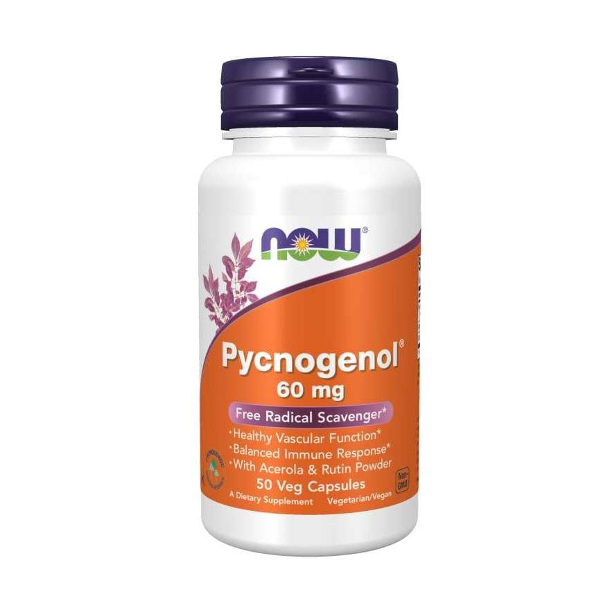 Now Foods Pycnogenol with Acerola & Rutin Powder 60mg Wsparcie Odporności 50 Kapsułek