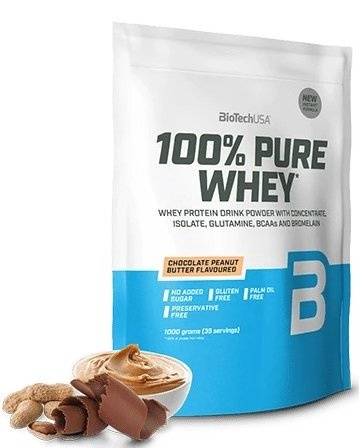BioTechUSA 100% Pure Whey Odżywka Białkowa Czekolada Masło Orzechowe Na Wsparcie Mięśni 1000g