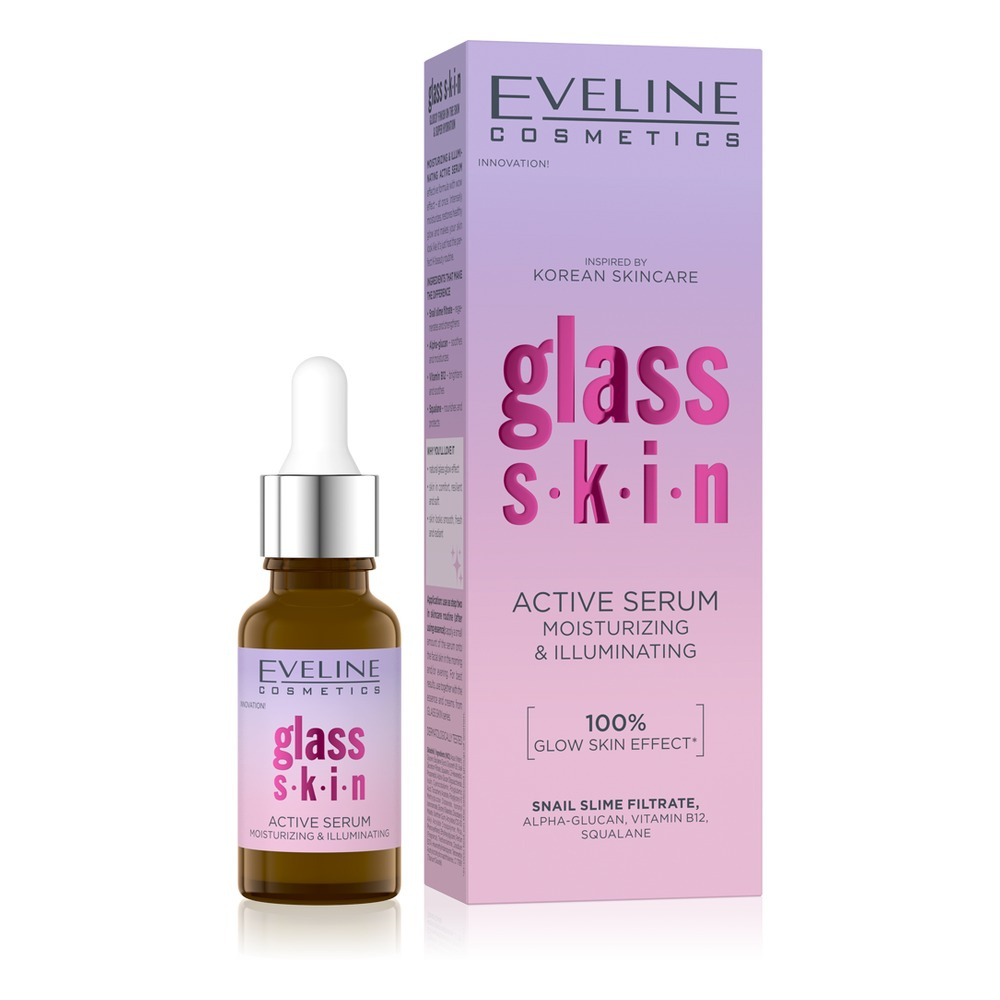 Eveline Cosmetics Glass Skin Aktywne Serum Nawilżająco-Rozświetlające 18ml