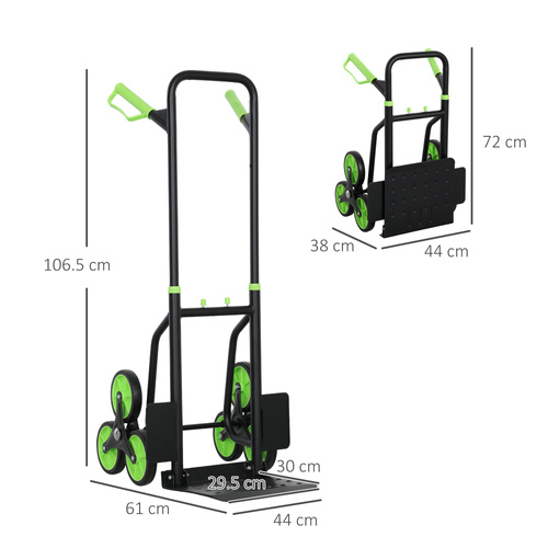 DURHAND Six-Wheel Folding Sack Barrow Trolley - Black/Green