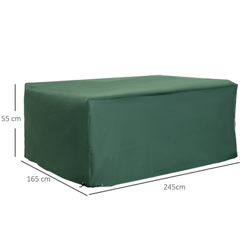 Outsunny Outdoor Garden Furniture Cover Waterproof, Anti-UV 600D Heavy Duty Oxford Fabric Patio Furniture Cover for Rectangular Sofa Table Set, Green, 245 x 165 x 55 cm