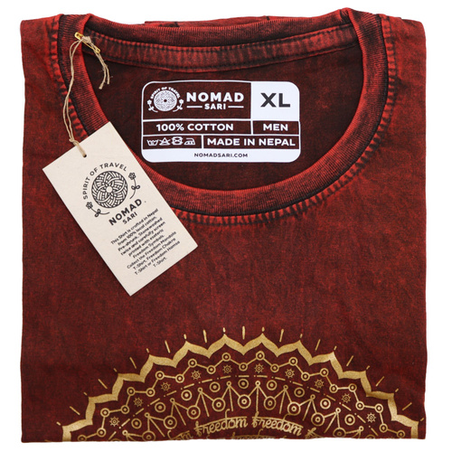XLarge Stone Washed T-Shirt - Mandala - Maroon