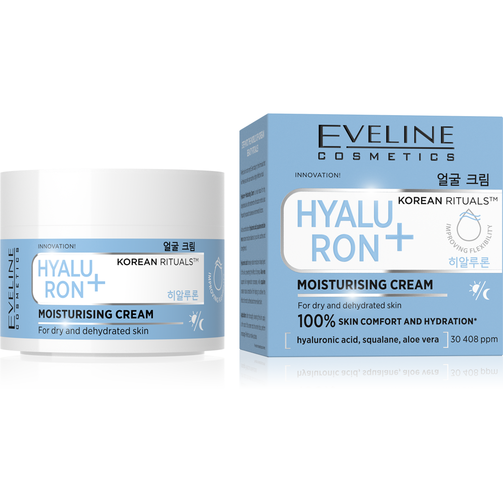 Eveline Korean Rituals Nawilżający Krem do Twarzy Hyaluron+ dla Skóry Suchej i Odwodnionej na Dzień i na Noc 50ml