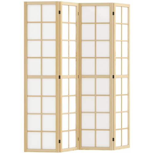 HOMCOM 4 Panel Folding Room Divider, Freestanding Room Separator, Indoor Privacy Screen for Living Room, Bedroom, 160 x 170cm