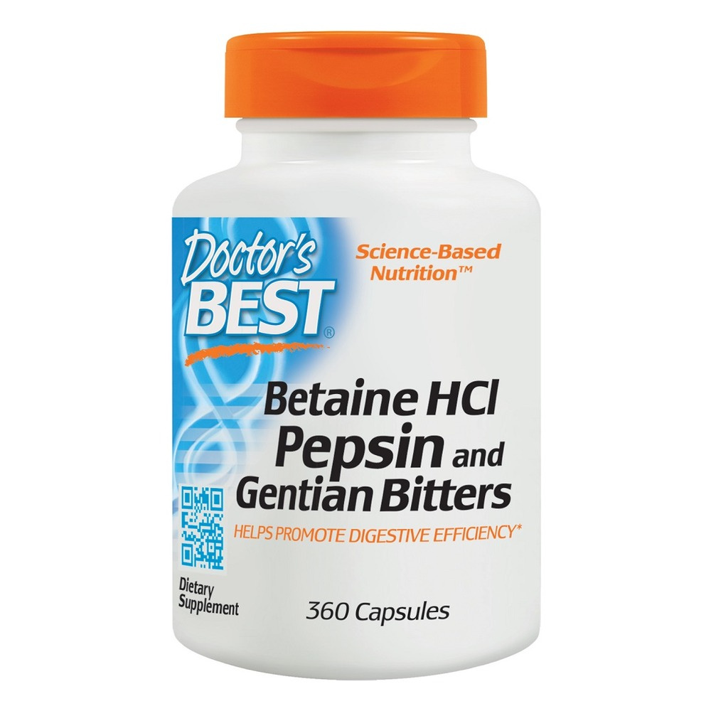 Doctor's Best Betaine HCl Pepsin & Gentian Bitters Capsules 360 caps