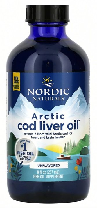 Nordic Naturals Arctic Cod Liver Oil Olej z Wątroby Dorsza Arktycznego Zdrowie Układu Odpornościowego Serca i Mózgu Smak Naturalny 237ml