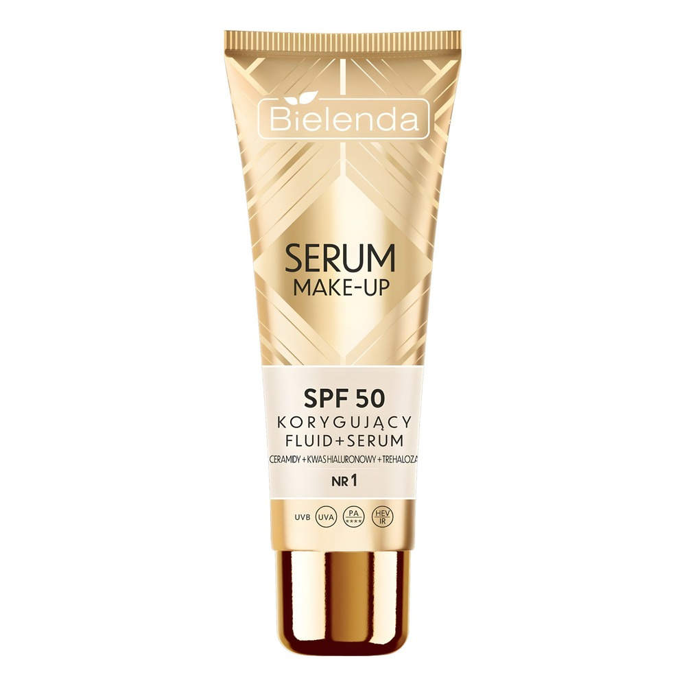 Bielenda Serum Make-Up Korygujący Fluid+Serum SPF50 dla każdego Rodzaju Skóry Nr 1 Light Beige 30g
