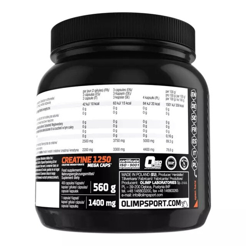Olimp Creatine 1250 Mega Caps 400 Capsules
