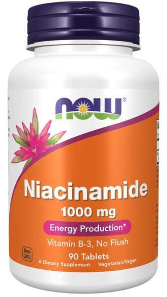 NOW Foods Niacinamide 1000mg Vitamin B3 No Flush 90 Tablets