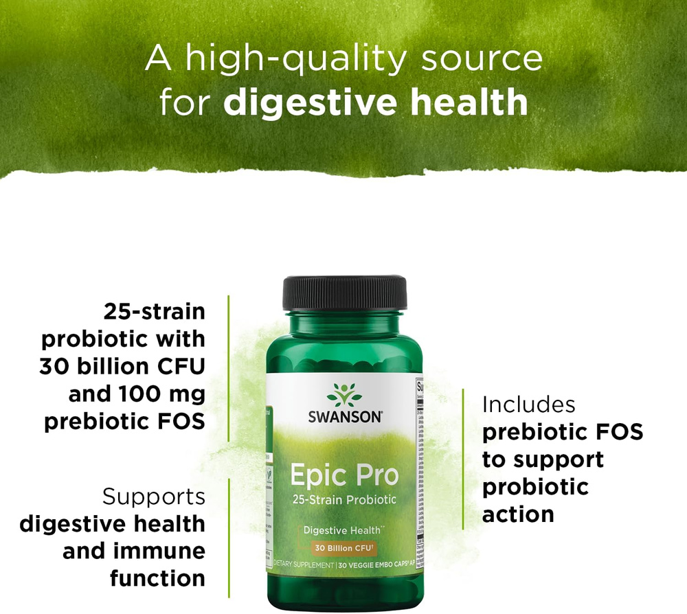 Swanson Epic Pro 25-Strain Probiotic 30 Kapsules