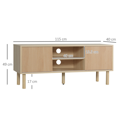 HOMCOM Sliding Door TV Cabinet Stand - Oak Wood-Effect