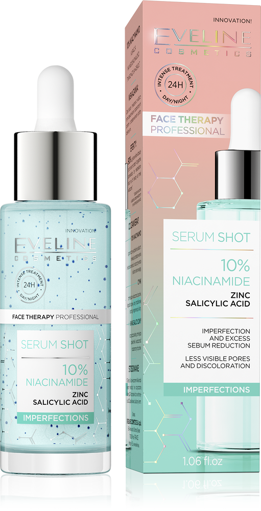 Eveline Face Therapy Serum Shot Kuracja 10% Niacynamid na Twarz Szyję i Dekolt 30ml