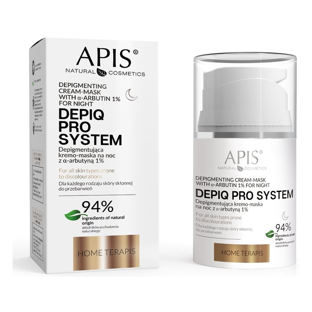 Apis Home TerApis DepiQ Pro System Depigmentacyjny Krem-Maska z 1% Alfa Arbutyną na Noc 50ml