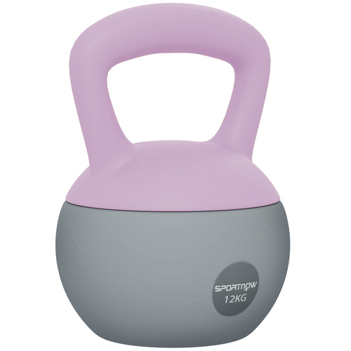 SPORTNOW 12KG Soft Kettlebell, Kettlebell with Non-Slip Handle for Home Gym, Weight Lifting, Strength Training, Purple/Grey