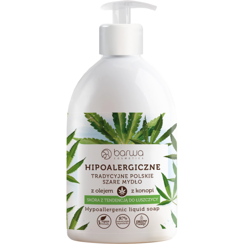 Barwa Hipoalergiczne Tradycyjne Polskie Szare Mydło w Płynie Skóra z Tendencją do Łuszczycy 500ml 