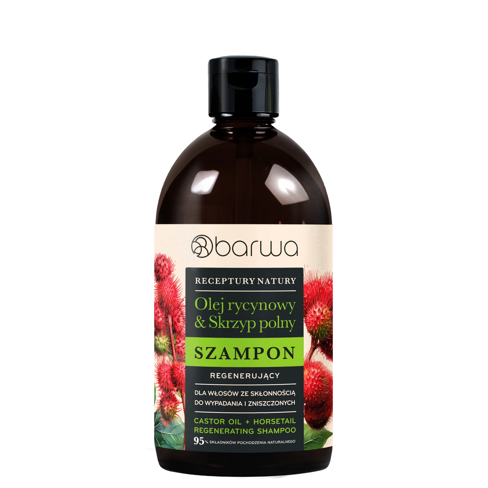 Barwa Nature's Recipe Regenerating Shampoo Castor Oil Horsetail for Damaged Hair Prone to Falling Out 380ml