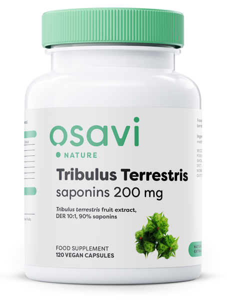 Osavi Tribulus Terrestris (Buzdyganek Naziemny), Saponiny 200mg na Witalność i Wsparcie Libido 120 Kapsułek Wegańskich