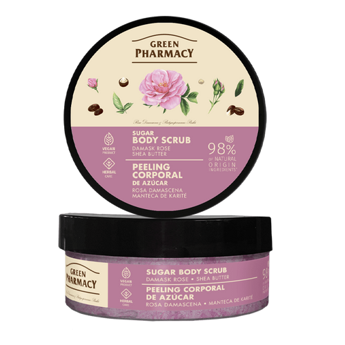 Green Pharmacy Cukrowy Peeling do Ciała Róża Damasceńska i Masło Shea 200ml